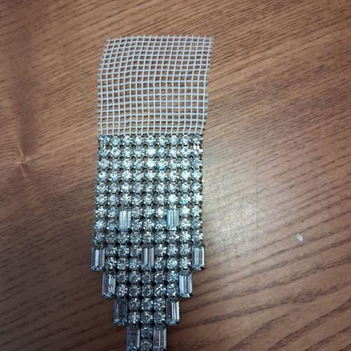 Decorative appliqué patch with rhinestone crystals waterfall like new for clothes
