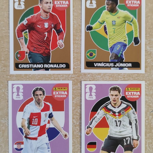Extra Sticker World Cup 2026, Ronaldo Bronze 23, Vinicius 22, Modric Base 10, Florian Wirtz Base 10