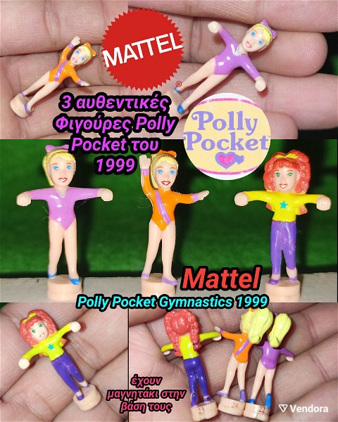  Polly Pocket Gymnastics 1999 Mattel afthentikes mini figoures Gym Set poli mini playset