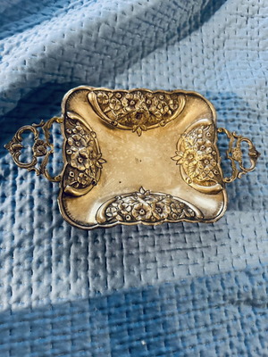 Vintage 925 Silver Decorative Tray 189g with Floral Motifs