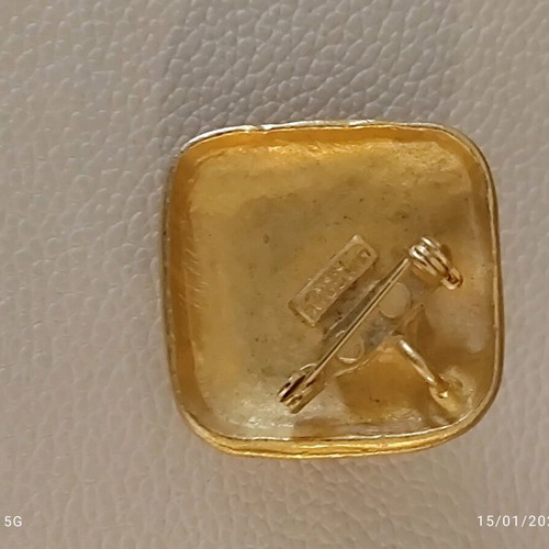 Lancome Paris vintage brooch or pendant like new, red and gold plated