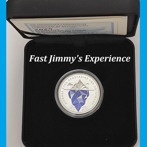 2025 Greece Official Silver Colored Proof Coin 6 Euro International Year of Glacier Protection