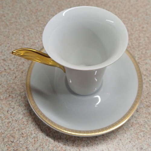 Versace Rosenthal Médaillon Méandre D'Or espresso cup set, porcelain, 2 pcs