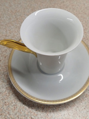 Versace Rosenthal Médaillon Méandre D'Or espresso cup set, porcelain, 2 pcs