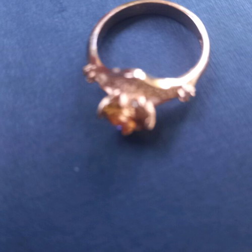 Silver rose gold monoptero ring with zircon stone like new