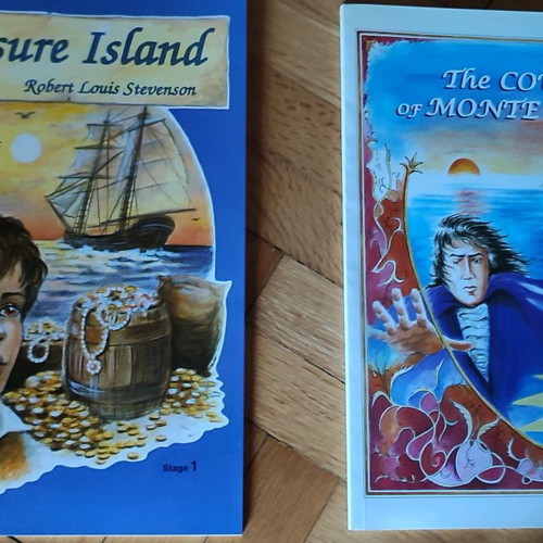 English learning comics with exercises, set of 4
