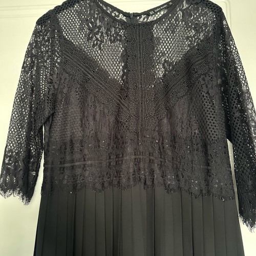 zara black lace dress with pleated skirt Zara lace pleated