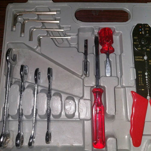 Tool kit with German wrenches and electrical tools used