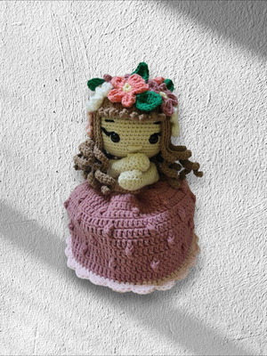Crochet flower doll bouquet new, handmade, 22 cm