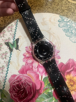 Swatch collectible watch with strass like new, women's, black