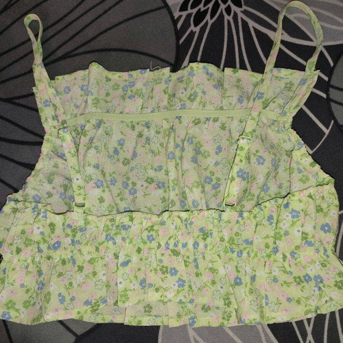 H&M Summer Top New With Flowers Green Size S