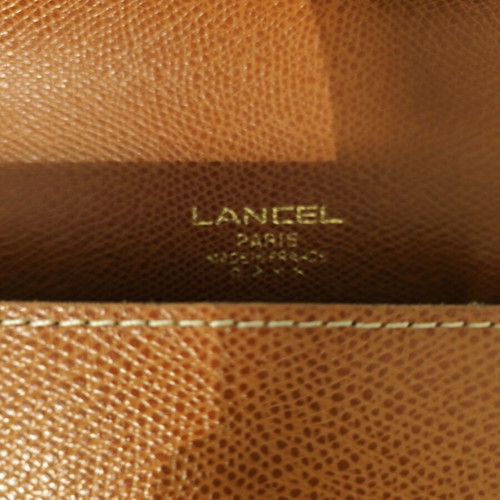 Vintage Lancel leather clutch bag new, beige caramel color