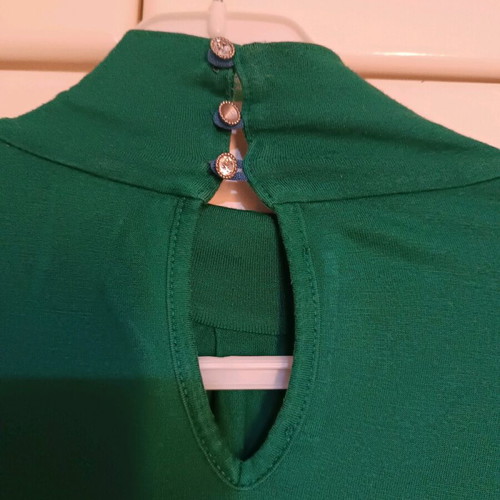 BSB green blouse like new, short sleeves with rhinestone buttons