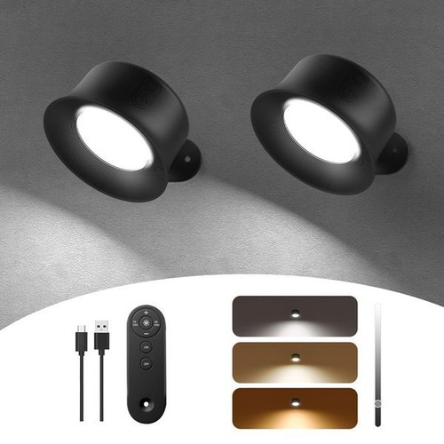 FULEN set of 2 wireless LED wall lamps, 3200 mAh, remote and touch control