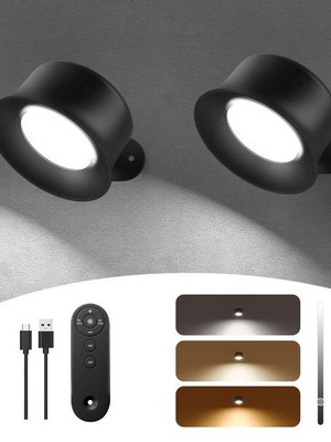 FULEN set of 2 wireless LED wall lamps, 3200 mAh, remote and touch control