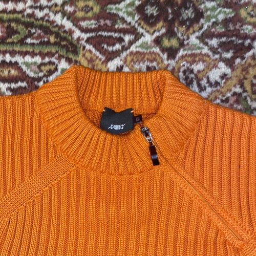 New Man men's sweater with diagonal zipper at neck size XL new orange