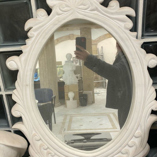 Marble mirror with carved white frame new