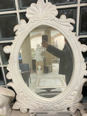 Marble mirror with carved white frame new