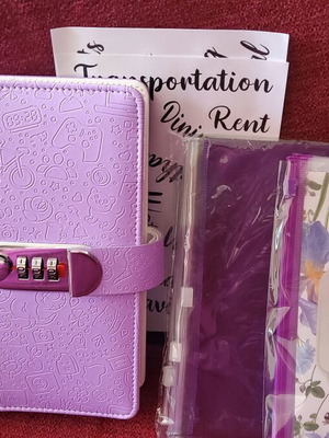 A6 Spiral Notebook with Zip Pockets and Code Lock new, purple