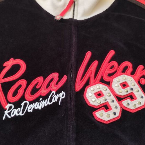Rocawear women's cardigan vintage Y2K used, black with red details