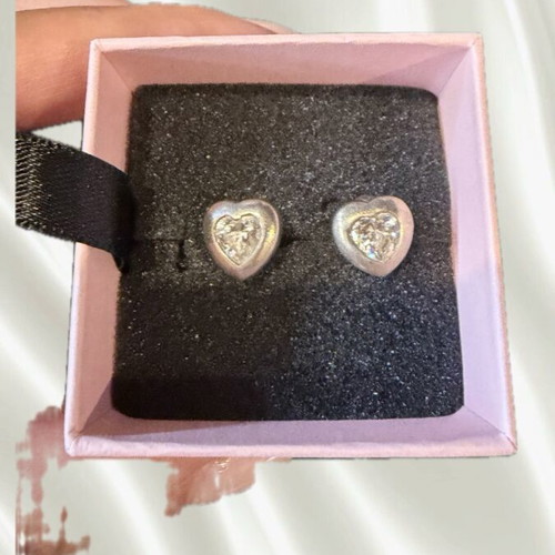 Silver pierced heart earrings like new