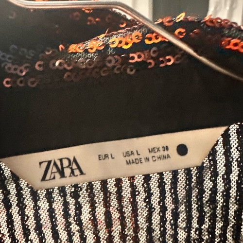 Zara sequin set jacket and pants black like new