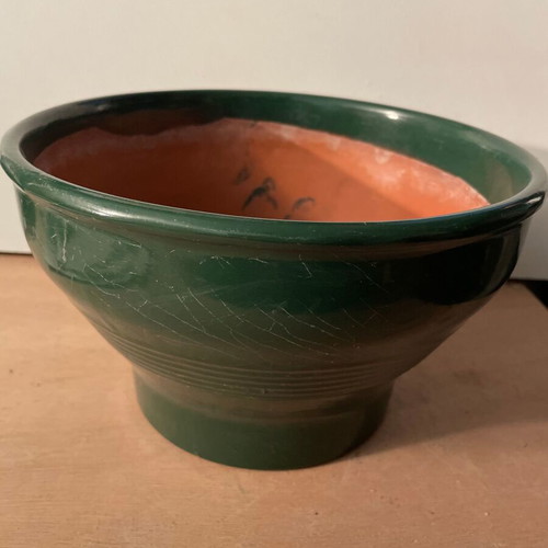 Clay green flowerpot cachepot without hole 22cm diameter X 13 height No3 new