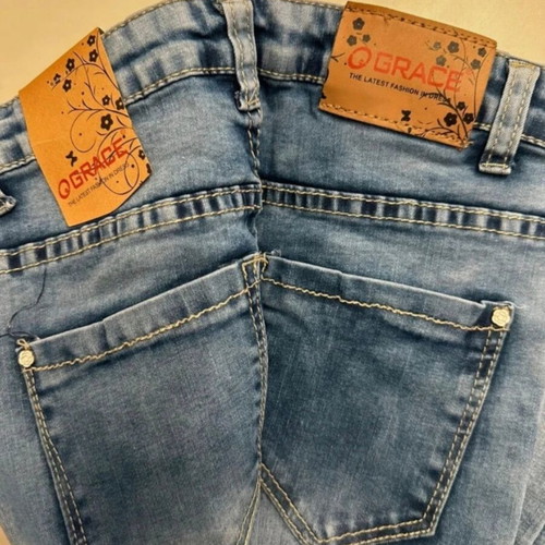 Jeans new with strass for girls height 158, blue A-Style