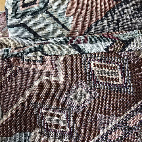 Upholstery fabric used, 2 pieces, thick weave, shiny thread