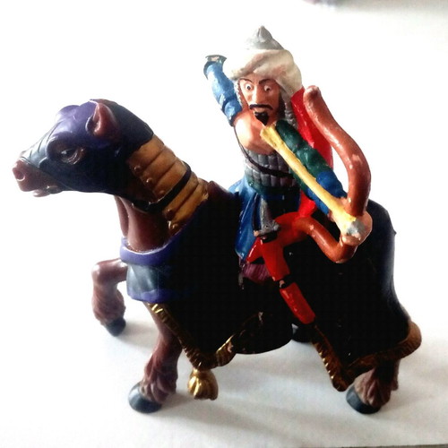 Set of figures Chinese archer rider and horse used
