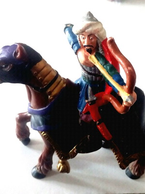 Set of figures Chinese archer rider and horse used