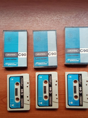Grundig C 90 винтидж аудио касети комплект от 3 употребявани от 1970-те