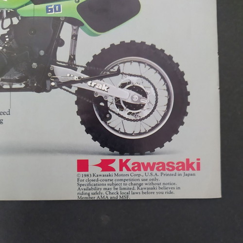 Kawasaki KX 1983 promotional brochure like new