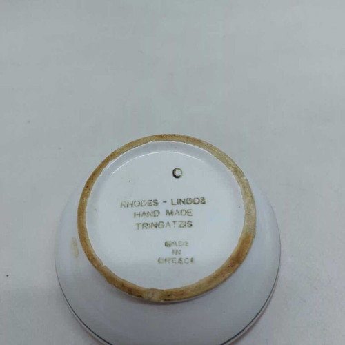 Handmade small ceramic bowl Rhodos-Lindos used 5x10.5cm