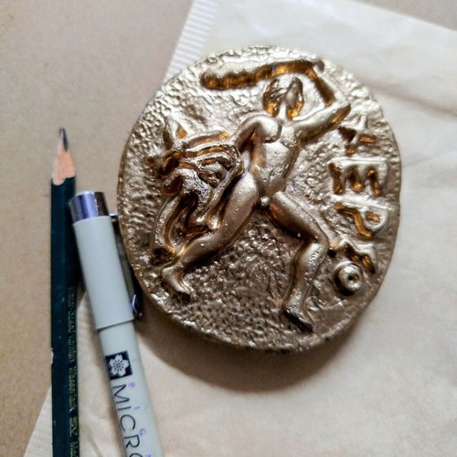 Handmade decorative paperweight "ΧΕΡΣΟ" with mythological Heracles theme
