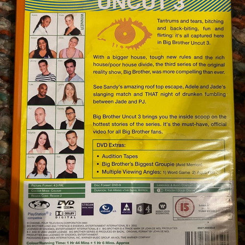 Big Brother UK Season 3 DVD like new