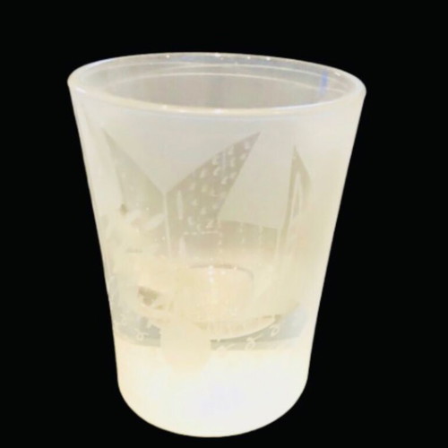 Shot glasses like new, set of 3 with frosted texture and designs