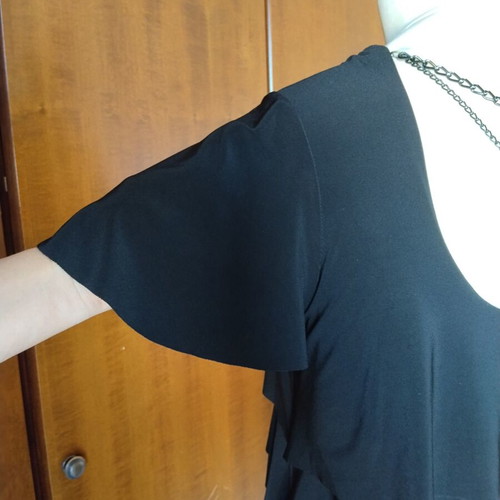 Ricordi Black Midi Dress with Ruffles and Open Back L/XL like new