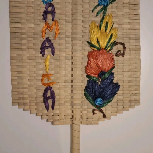 Jamaica Handmade Straw Fan like new