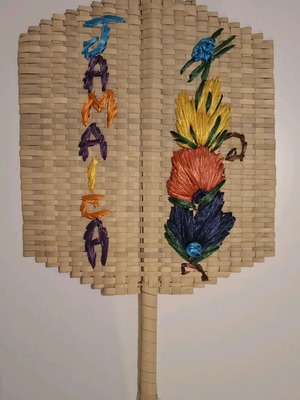 Jamaica Handmade Straw Fan like new