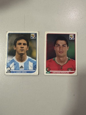 Messi and Ronaldo 2010 Panini collectible stickers like new