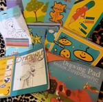 Drawing pads new, pack of 11 with markers and colored pencils