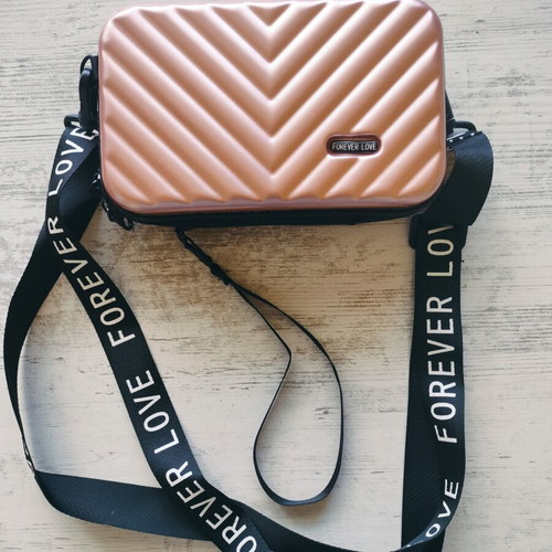 Small PVC crossbody bag in golden pink, new