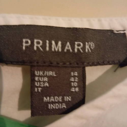 Primark white cotton blouse like new, Large with cut-out designs