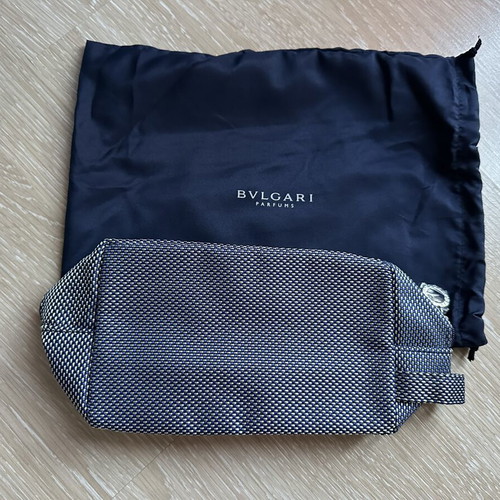Bvlgari Beauty Pouch New, Gray and Blue