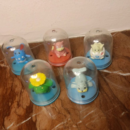 Pokémon figures used, set of 5, height 4.5 cm
