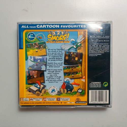 3,2,1 Smurf! PS1 game used, fully functional