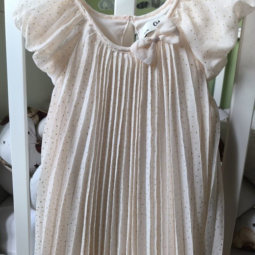 C&A Pleated Dress Dusty Pink with Gold Dots Size 4 Years Like New