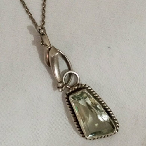 Necklace 925 silver with green amethyst used