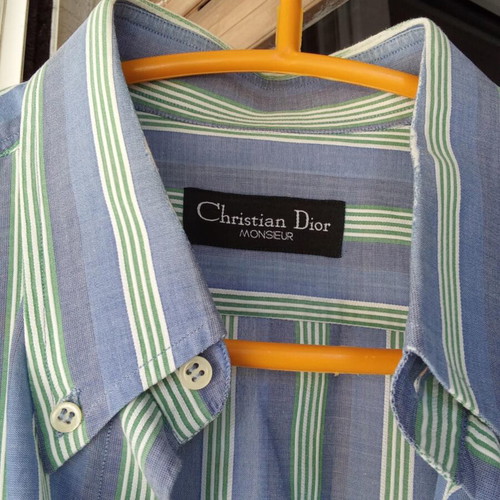 Christian Dior shirt used, size L, blue green white short sleeve
